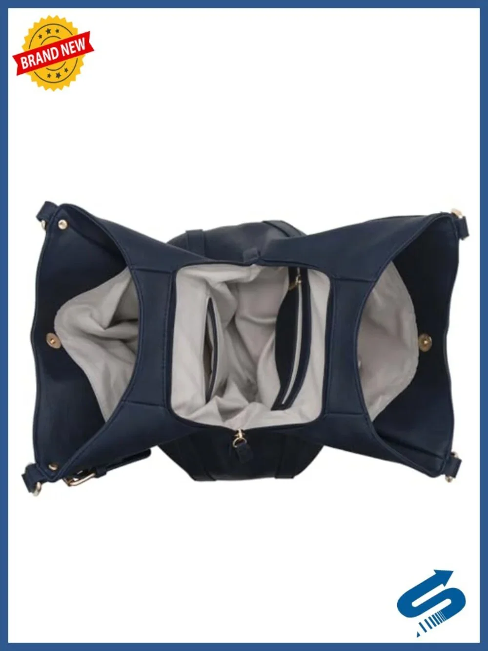 Faux Leather 3 Compartment Hobo Bag Lightweight Gold Hardware